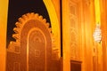 The Titanium doors of King Hassan II ,Mosque archway ,Night time in Casablanca, Morocco,Africa Royalty Free Stock Photo