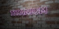 TITANIUM - Glowing Neon Sign on stonework wall - 3D rendered royalty free stock illustration Royalty Free Stock Photo