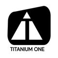 Titanium one text in black with black t letter on white triangle in black shape on white background Royalty Free Stock Photo