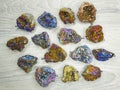 Titanium rainbow aura quartz set semigem clusters