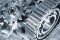 Titanium and steel engineering gears Royalty Free Stock Photo