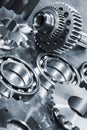 Titanium and steel gears and ball-bearings Royalty Free Stock Photo