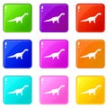 Titanosaurus dinosaur icons 9 set