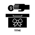 tithe icon, black vector sign with editable strokes, concept illustration