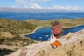 Titicaca lake, Bolivia, Isla del Sol landscape Royalty Free Stock Photo