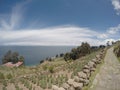 Pathway on Lake Titicaca coast Royalty Free Stock Photo