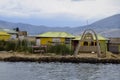 Titicaca lake, Puno, Peru. Uros floating islands on Titicaca lake in Puno, Peru, South America Royalty Free Stock Photo