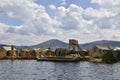 Titicaca lake, Puno, Peru. Uros floating islands on Titicaca lake in Puno, Peru, South America Royalty Free Stock Photo