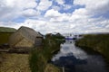 Titicaca lake, Puno, Peru. Uros floating islands on Titicaca lake in Puno, Peru, South America Royalty Free Stock Photo