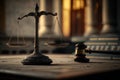 Balancing Justice: A Detailed Look at the Scales of Justice on a Table