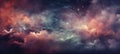 Title colorful galaxy nebula in stary night cosmos, astronomy and supernova background