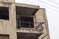 Title: corner shot of ruined empty concrete building in Turkey Royalty Free Stock Photo