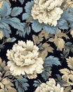 The title could be A closeup of a flower pattern with leaves and