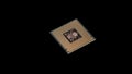 Title CPU, Processor. Computer central processor unit on black background