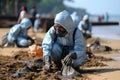 Title dedicated volunteers raising marine biodiversity awareness through beach cleanup