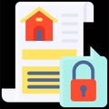 Title deed with lock icon, Bankruptcy related vector