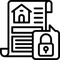 Title deed with lock icon, Bankruptcy related vector