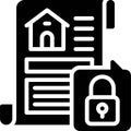Title deed with lock icon, Bankruptcy related vector
