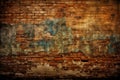 Ai Generative Old brick wall with peeling paint. Abstract grunge background. Vintage brick wall texture background Royalty Free Stock Photo