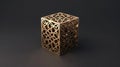 Golden Geometric Cube Exploring the Mystery of Light and Shape Royalty Free Stock Photo