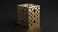 Golden Geometric Cube Exploring the Mystery of Light and Shape Royalty Free Stock Photo