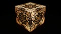 Golden Geometric Cube Exploring the Mystery of Light and Shape Royalty Free Stock Photo