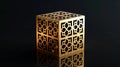 Golden Geometric Cube Exploring the Mystery of Light and Shape Royalty Free Stock Photo