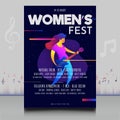 Elegant women`s fest electronic music festival flyer in creative style with modern sound wave shape design