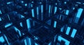 Title: Futuristic Blue Abstract Geometric Pattern With Depth Effect, Technology Background Concept Royalty Free Stock Photo