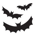 Title: Halloween black bat icon set, Bats Silhouettes, Halloween symbol, on white background. Royalty Free Stock Photo