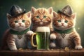 Title: Happy Cat St. Patrick`s Day Celebration. Generative AI Royalty Free Stock Photo