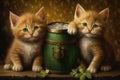 Title: Happy Cat St. Patrick`s Day Celebration. Generative AI Royalty Free Stock Photo