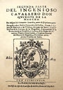 Title page of Don Quixote novel by Miguel de Cervantes published in 1615