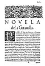 Title page of La Gitanilla by Miguel de Cervantes published in 1613