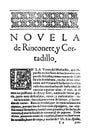 Title page of of Rinconete y Cortadillo novel by Miguel de Cervantes