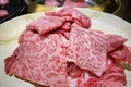 Title Premium Japanese wagyu beef sliced on plate