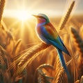 Morning Symphony A Bird of Rainbow Hues Announces the Light in the Wheat Fields