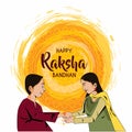 PrintTitle: Vector illustration of Indian festival of brother and sister love, Happy Raksha Bandhan celebration Royalty Free Stock Photo