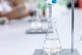 Titration technique in the laboratory. Royalty Free Stock Photo