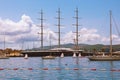 Tivat city, Montenegro. View of marina Porto Montenegro with sailing yacht Black Pearl Royalty Free Stock Photo