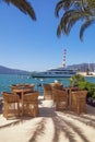 Embankment of Tivat city and Porto Montenegro marina. Montenegro Royalty Free Stock Photo