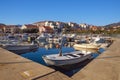 Fishing boats in harbor. View of Marina Kalimanj in Tivat city. Montenegro Royalty Free Stock Photo