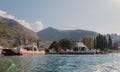 TIVAT, MONTENEGRO - NOV 09, 2018 - Small ferry across Bay of Kotor, Tivat, Montenegro - Image