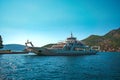 Tivat, Montenegro - September 6 2023: ferry with cars and tourists between Lepetane-Kamenari Royalty Free Stock Photo