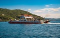 Tivat, Montenegro - September 6 2023: ferry with cars and tourists between Lepetane-Kamenari Royalty Free Stock Photo