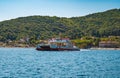 Tivat, Montenegro - September 6 2023: ferry with cars and tourists between Lepetane-Kamenari Royalty Free Stock Photo