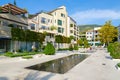 Fountain on promenade of popular resort town of Tivat, Montenegro