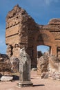 Hadrian`s Villa in Tivoli, Italy. Ruins near the Hospitalia complex (or guest rooms) Royalty Free Stock Photo