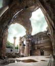 Tivoli Villa Adriana roofless roman temple no ceiling of Grand Thermae or Grandi Terme at Hadrians Villa in Rome Lazio -