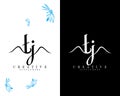 Tj, jt creative handwriting letter, initial logo vector design on white and black background